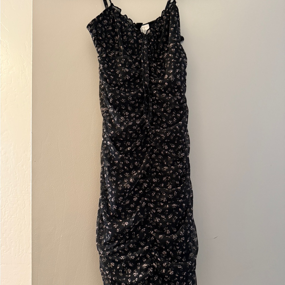 H&M Black and White Slip Midi Dress
